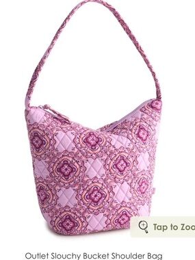 Vera Bradley Pink Quilted Floral-Print Shoulder Bag Slouchy Bucket